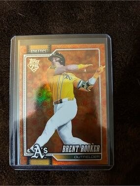 Topps Brent Rooker Oakland Athletics Orange and White Baseball Card